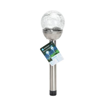Aigostar - LED solcellslampa LED/0,006W/1,2V 37,8cm matt krom 6500K IP44 100 mAh