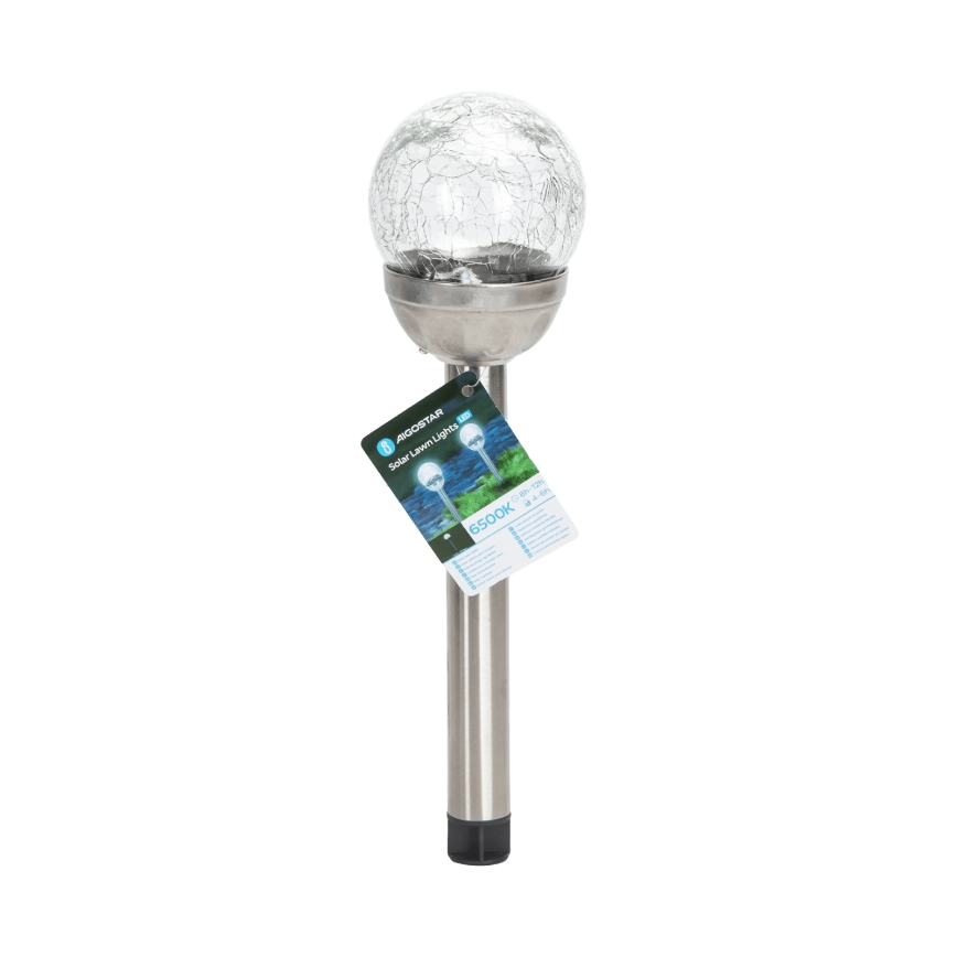 Aigostar - LED solcellslampa LED/0,006W/1,2V 37,8cm matt krom 6500K IP44