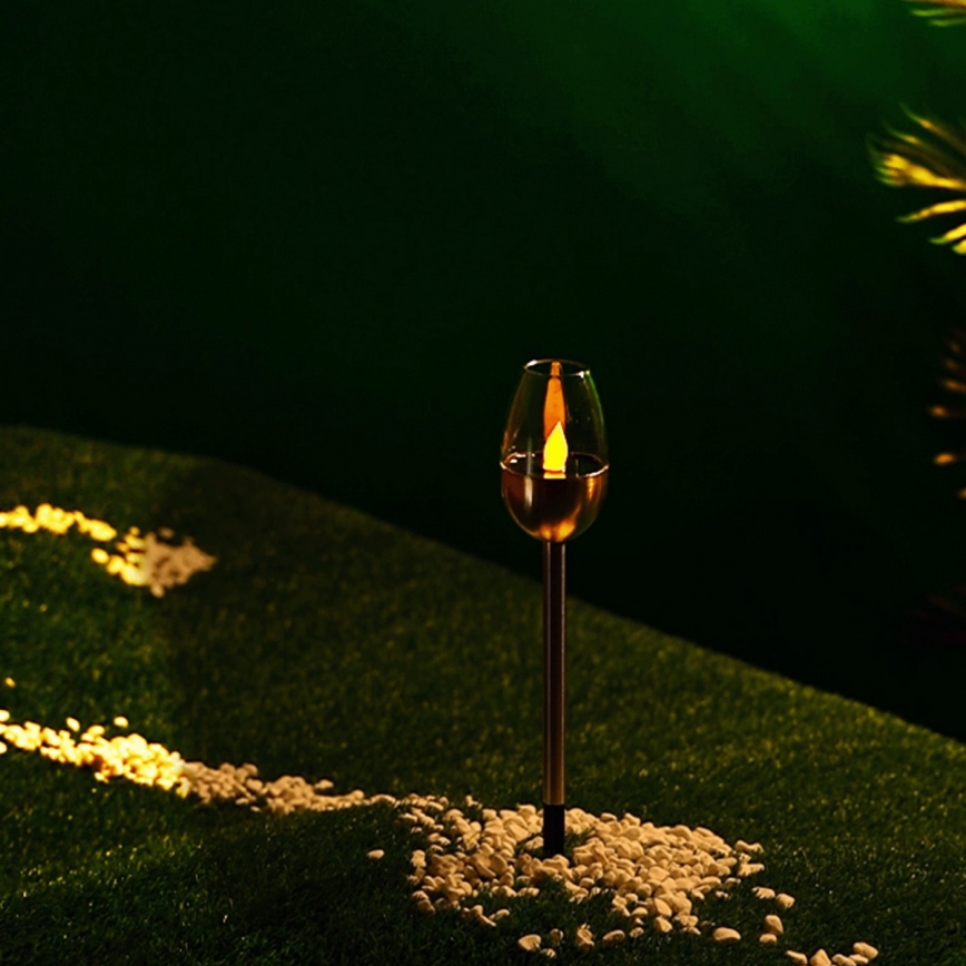 Aigostar - LED solcellslampa LED/0,006W/1,2V 38,2cm matt krom 2700K IP44 40 mAh