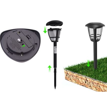 Aigostar - LED solcellslampa LED/0,06W/2V 100 mAh 33,8 cm 6500K IP44 svart