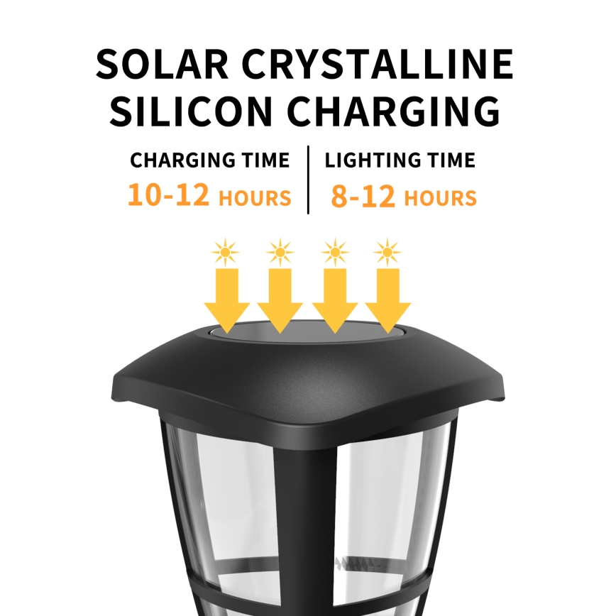 Aigostar - LED solcellslampa LED/0,06W/2V 100 mAh 33,8 cm 6500K IP44 svart