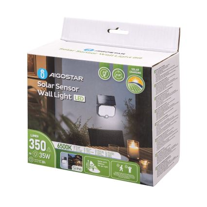 Aigostar - LED Solcellslampa med rörelsesensor LED/2,4W/3,7V IP65