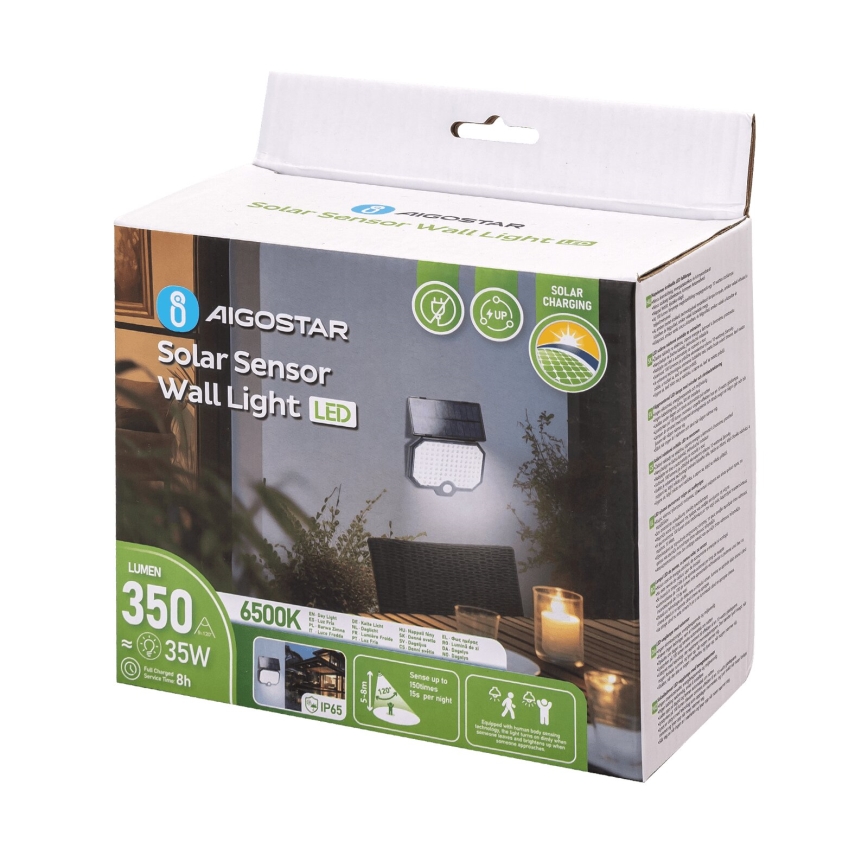 Aigostar - LED Solcellslampa med rörelsesensor LED/2,4W/3,7V IP65