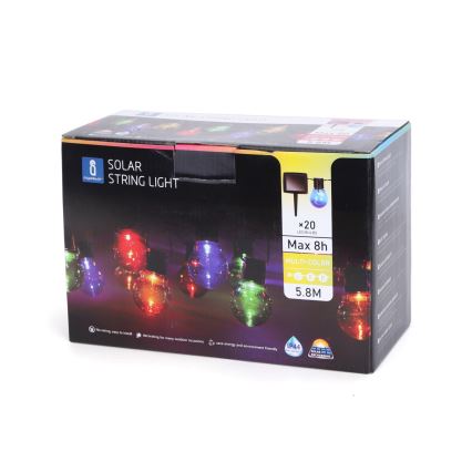 Aigostar - LED Solcellslinga 20xLED/5,8m IP44 flerfärgad