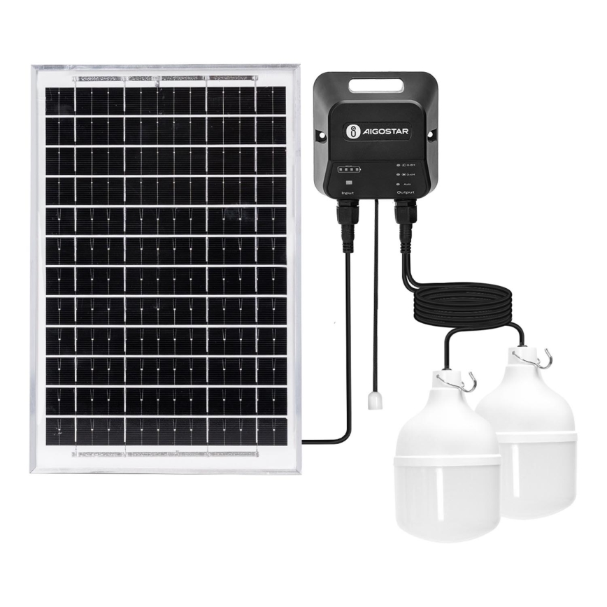 Aigostar - LED solcellsljuskrona 2xLED/35W/12V 6000 mAh 6500K diameter 10 cm + fjärrkontroll