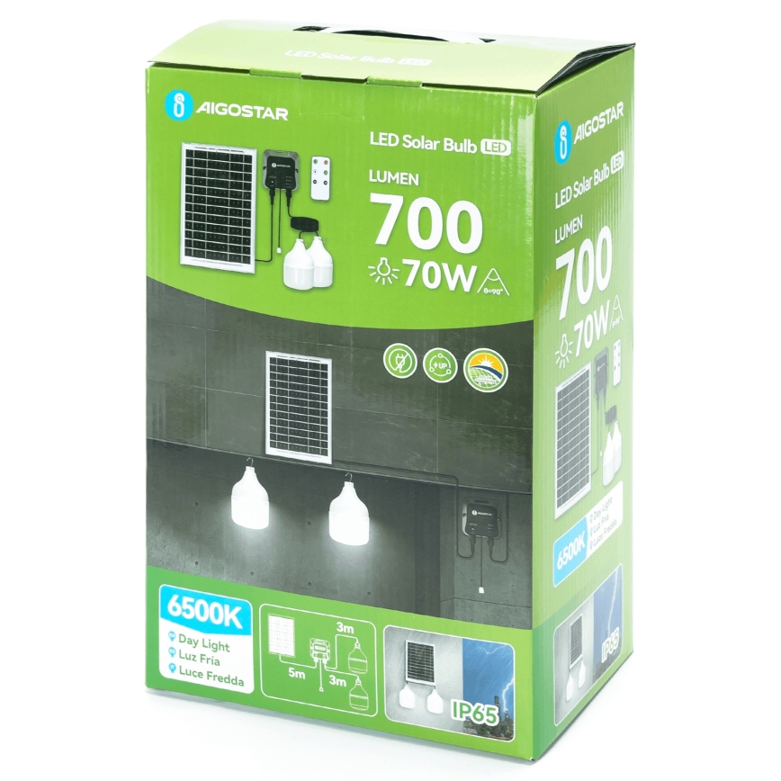 Aigostar - LED solcellsljuskrona 2xLED/35W/12V 6000 mAh 6500K diameter 10 cm + fjärrkontroll