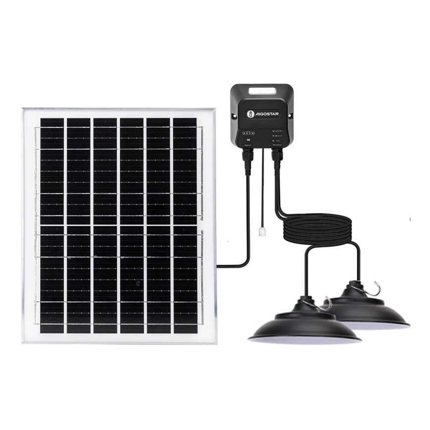 Aigostar - LED solcellsljuskrona 2xLED/70W/12V 12000 mAh 6500K diameter 23,5 cm + fjärrkontroll