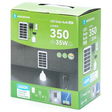 Aigostar - LED solcellsljuskrona LED/35W/12V 3000 mAh 6500K diameter 10 cm + fjärrkontroll