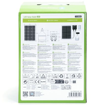 Aigostar - LED solcellsljuskrona LED/70W/12V 6000 mAh 6500K diameter 12 cm + fjärrkontroll