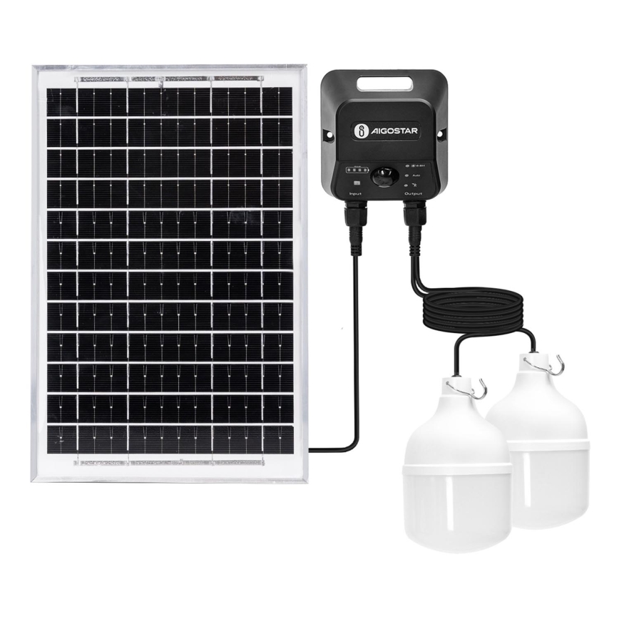 Aigostar - LED solcellsljuskrona med sensor 2xLED/35W/12V 6000 mAh 6500K diameter 10 cm + fjärrkontroll