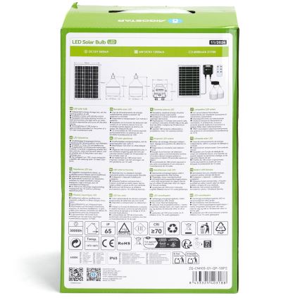Aigostar - LED solcellsljuskrona med sensor 2xLED/35W/12V 6000 mAh 6500K diameter 10 cm + fjärrkontroll