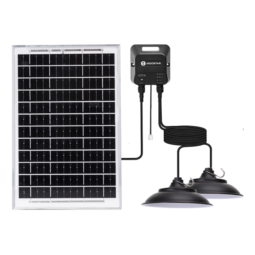 Aigostar - LED solcellsljuskrona med sensor 2xLED/35W/12V 6000 mAh 6500K diameter 15 cm + fjärrkontroll