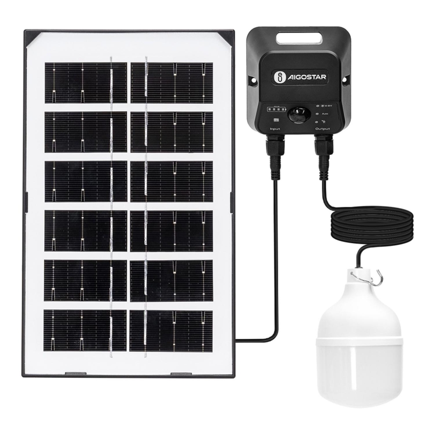Aigostar - LED solcellsljuskrona med sensor LED/35W/12V 3000 mAh 6500K diameter 10 cm + fjärrkontroll
