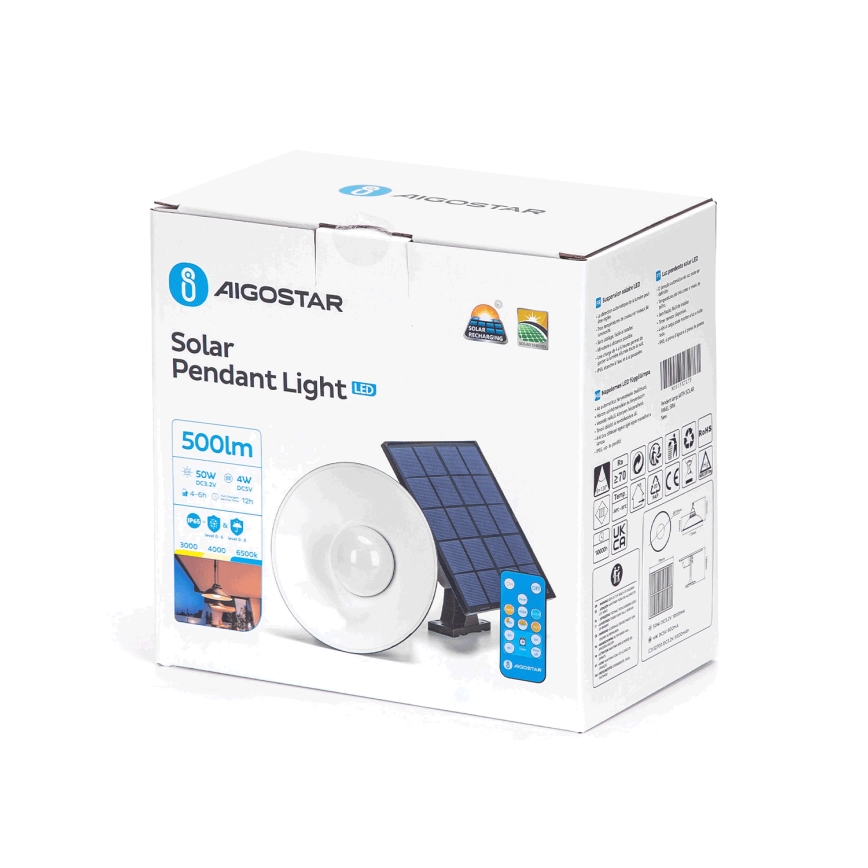 Aigostar - LED Ljusreglerad solcell ljuskrona på snöre LED/3,2V 3000K/4000K/6500K 5000 mAh IP65 + fjärrkontroll
