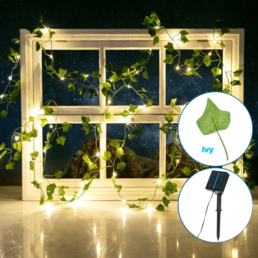 Aigostar - LED solcellsljusslinga 100xLED/12m IP65 varm vit ivy