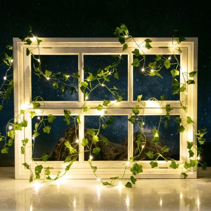 Aigostar - LED solcellsljusslinga 100xLED/12m IP65 varm vit ivy