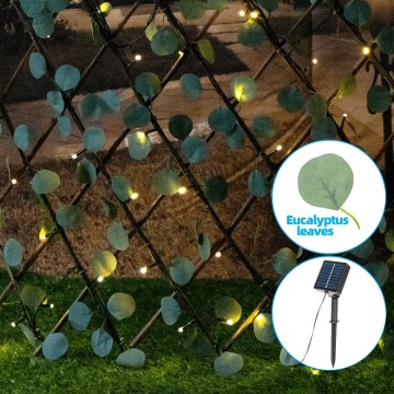Aigostar - LED solcellsljusslinga 102xLED/2x0,7m IP65 varm vit eukalyptus