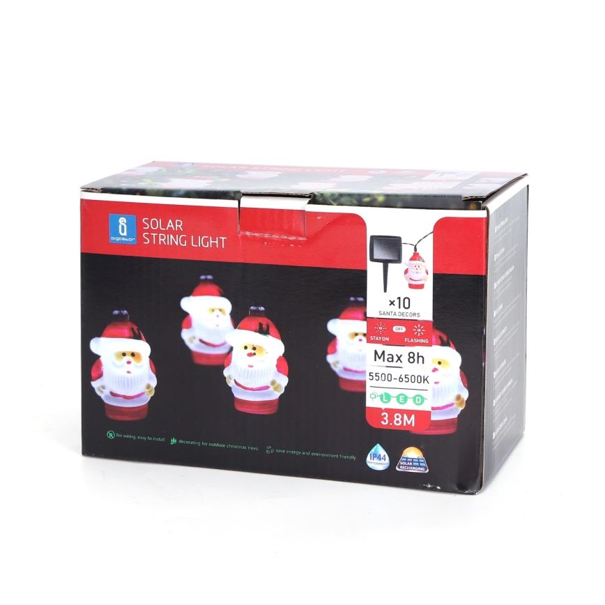 Aigostar - LED solcellsljusslinga för jul 10xLED/3,8 m IP44 kallvit 400 mAh