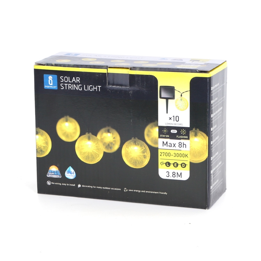 Aigostar - LED solcellsljusslinga 10xLED/3,8m IP44 600 mAh varm vit