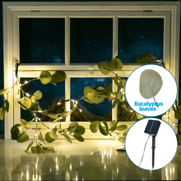 Aigostar - LED solcellsljusslinga 110xLED/4m IP65 varm vit eukalyptus