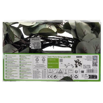 Aigostar - LED solcellsljusslinga 110xLED/4m IP65 varm vit eukalyptus