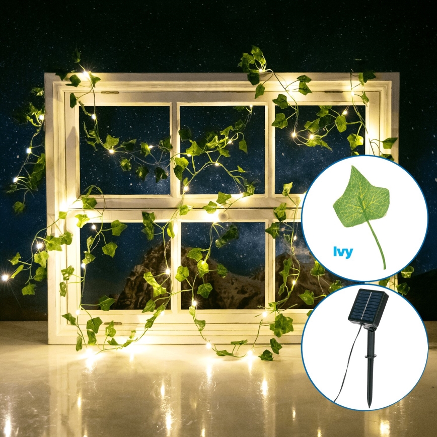 Aigostar - LED solcellsljusslinga 50xLED/7m IP65 300 mAh varm vit ivy