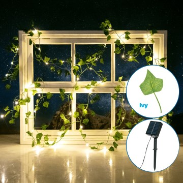 Aigostar - LED solcellsljusslinga 50xLED/7m IP65 varm vit ivy