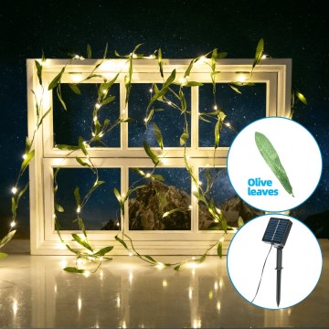 Aigostar - LED solcellsljusslinga 50xLED/7m IP65 varm vit oliv