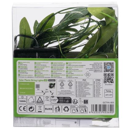 Aigostar - LED solcellsljusslinga 50xLED/7m IP65 varm vit oliv