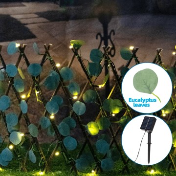 Aigostar - LED solcellsljusslinga 56xLED/2x0,4m IP65 varm vit eukalyptus
