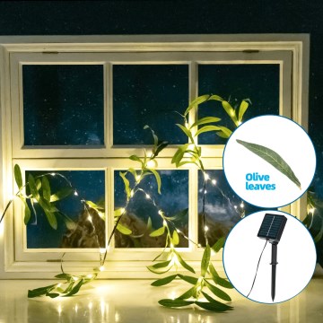 Aigostar - LED solcellsljusslinga 60xLED/4m IP65 varm vit oliv