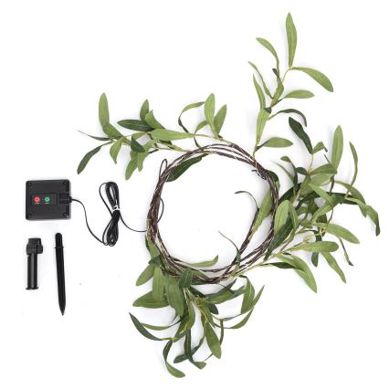 Aigostar - LED solcellsljusslinga 60xLED/4m IP65 varm vit oliv
