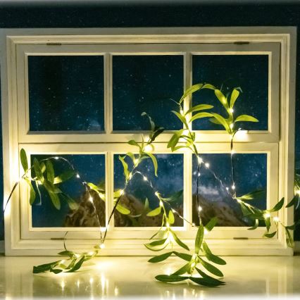 Aigostar - LED solcellsljusslinga 60xLED/4m IP65 varm vit oliv