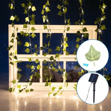 Aigostar - LED solcellsljusslinga 70xLED/4x1m IP65 varm vit ivy