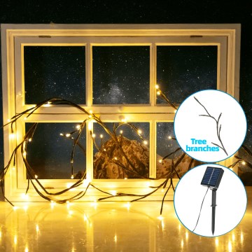 Aigostar - LED solcellsljusslinga 72xLED/4m IP65 300 mAh varmvit för trädgrenar