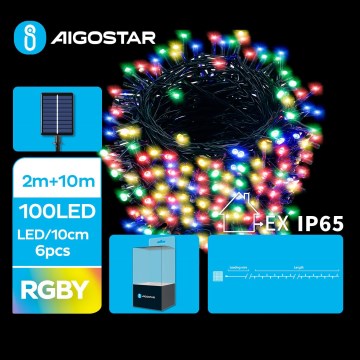 Aigostar - LED solcellsljusslinga för jul 100xLED/8 funktioner 12m IP65 multicolor 800 mAh