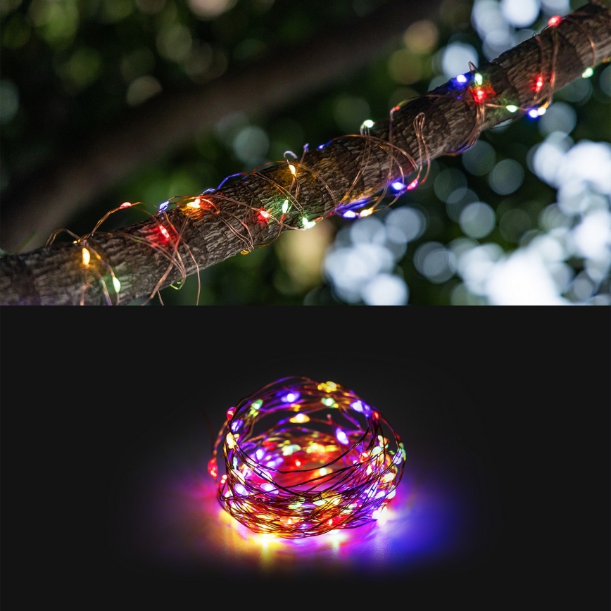Aigostar - LED solcellsljusslinga LED/8 funktioner 12m 800 mAh IP65 800 mAh Flerfärgad