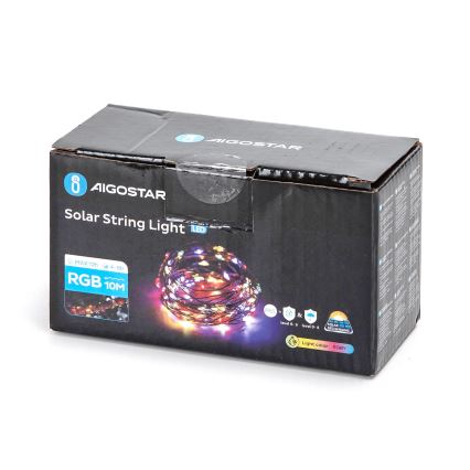 Aigostar - LED solcellsljusslinga LED/8 funktioner 12m 800 mAh IP65 800 mAh Flerfärgad