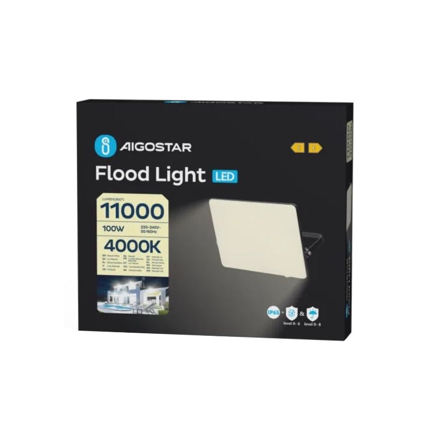 Aigostar - LED strålkastare LED/100W/230V 4000K IP65 svart