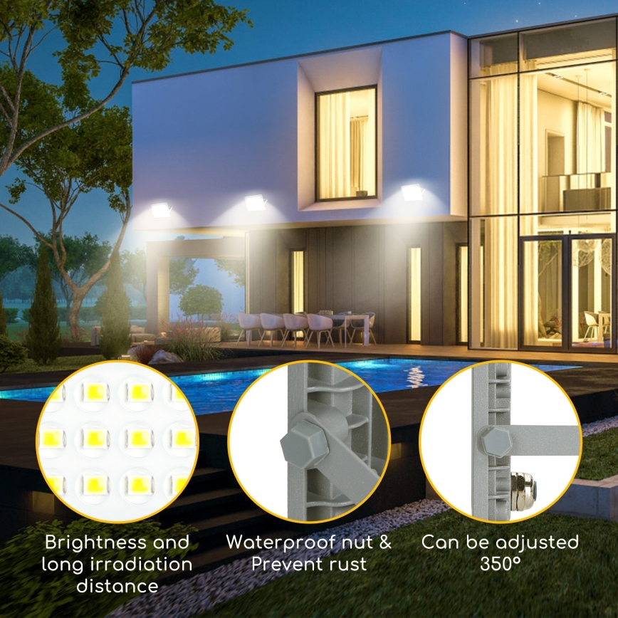 Aigostar - LED strålkastare LED/100W/230V grå 4000K IP65