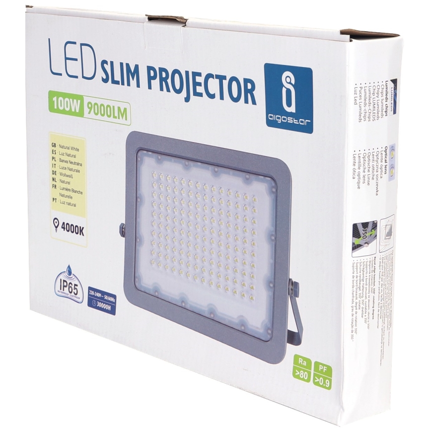 Aigostar - LED strålkastare LED/100W/230V grå 4000K IP65