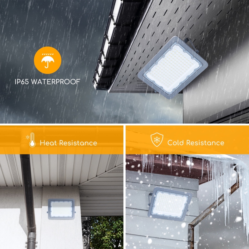 Aigostar - LED strålkastare LED/100W/230V grå 6500K IP65