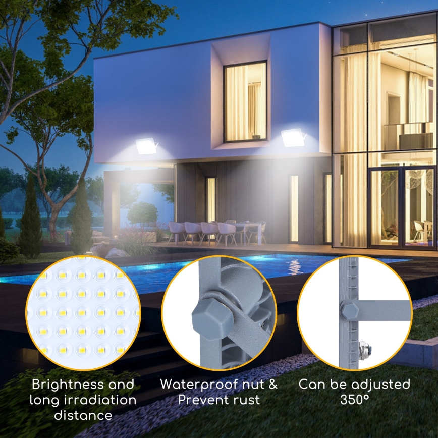 Aigostar - LED strålkastare LED/150W/230V grå 6500K IP65