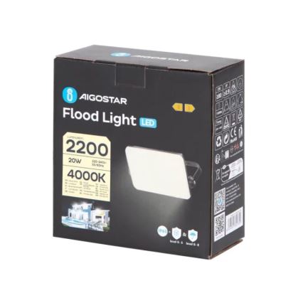Aigostar - LED strålkastare LED/20W/230V 4000K IP65 svart