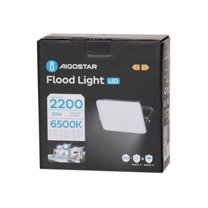 Aigostar - LED strålkastare LED/20W/230V 6500K IP65 svart