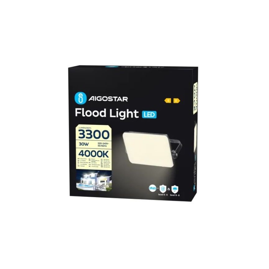 Aigostar - LED strålkastare LED/30W/230V 4000K IP65 svart