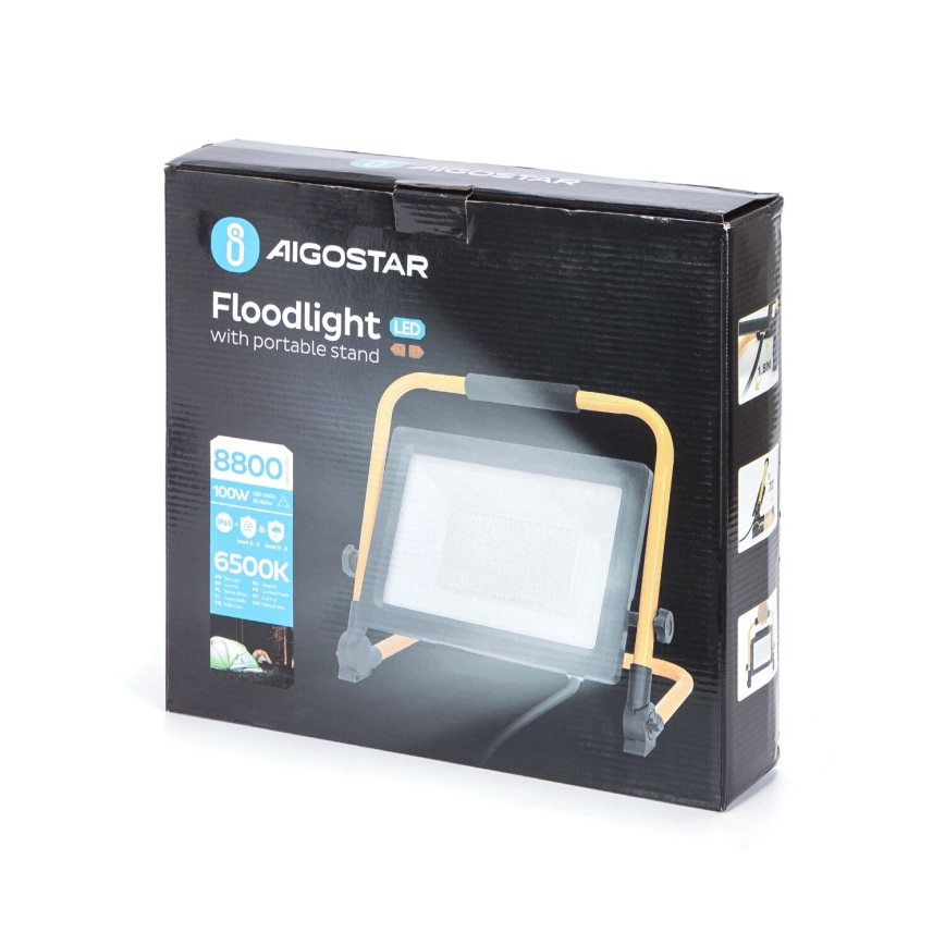 Aigostar - LED Strålkastare med ett stativ LED/100W/230V 6500K IP65