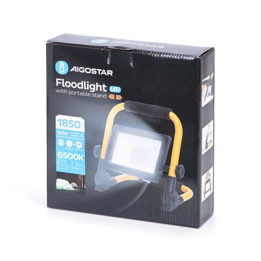 Aigostar - LED Strålkastare med ett stativ LED/20W/230V 6500K IP65