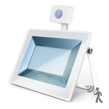 Aigostar - LED Strålkastare med sensor LED/100W/230V 6400K IP65 vit