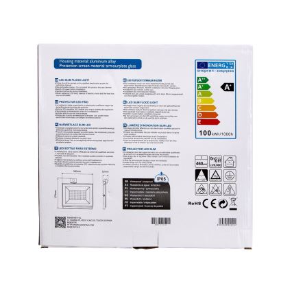 Aigostar - LED Strålkastare med sensor LED/100W/230V 6400K IP65 vit